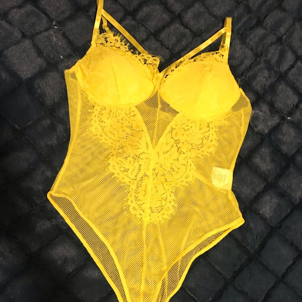 Brand new yellow lace bodysuit